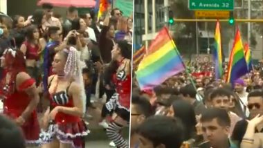 Colombia Gay Pride Parade: Thousands March With Rainbow Flags in Annual Gay Pride Parade in Bogota (Watch Video)